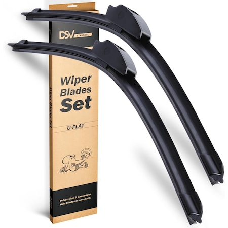 Dsv Standard DSV U-Flat Wiper Blades Set 22in and 22in w/ Universal U/J Hook DSV - 155.22.22